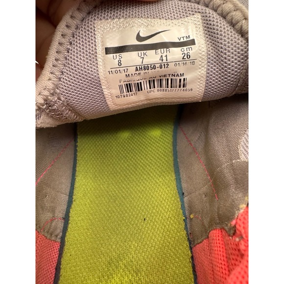 Nike Air Max 270 Grey Neon Orange Running Lifestyle Shoes Mens Size 8 AH8050 012 - Picture 7 of 13